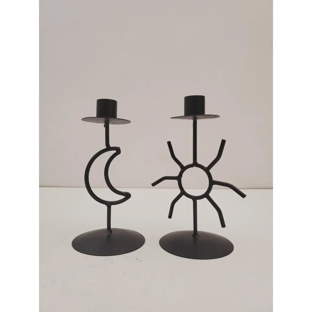 Celestial candlestick Metal star and moon candle holder Vintage altar decor Gift - Picture 6 of 10